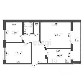 Продается 3-комн. квартира, 59,7 м²