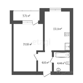 Продается 1-комн. квартира, 43,8 м²