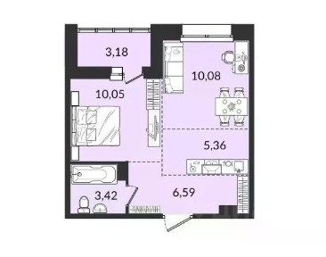 Продается 1-комн. квартира, 38,68 м²