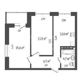 Продается 2-комн. квартира, 55 м²