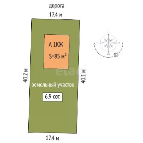 Продается 1-этажный дом, 85 м²
