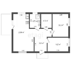 Продается 1-этажный дом, 61,5 м²