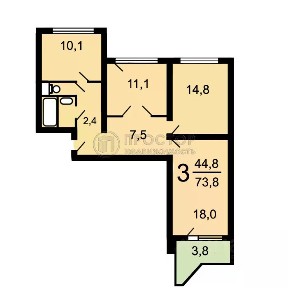 Продается 3-комн. квартира, 74 м²