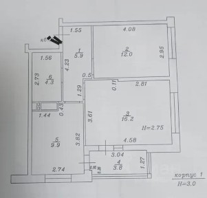 Продается 2-комн. квартира, 51 м²