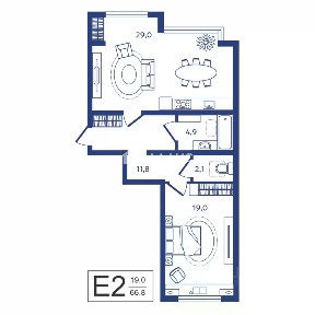 Продается 1-комн. квартира, 66,8 м²