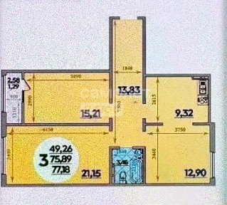 Продается 3-комн. квартира, 76 м²