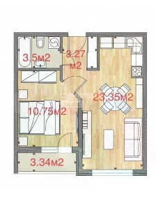 Продается 1-комн. квартира, 44,21 м²