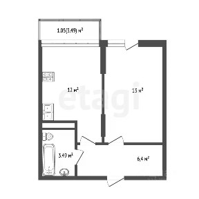 Продается 1-комн. квартира, 35,4 м²
