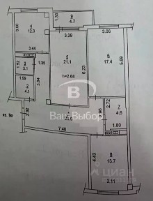 Продается 3-комн. квартира, 100 м²