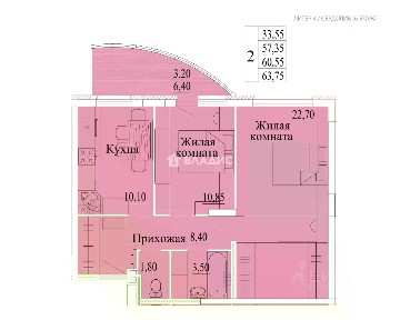 Продается 2-комн. квартира, 64 м²