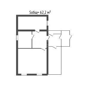 Продается 1-этажный дом, 62,2 м²