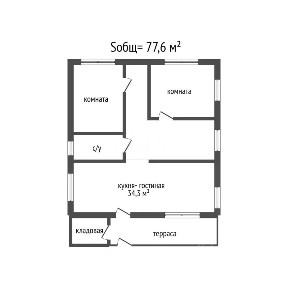 Продается 1-этажный дом, 77,6 м²