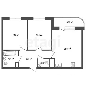 Продается 2-комн. квартира, 60 м²
