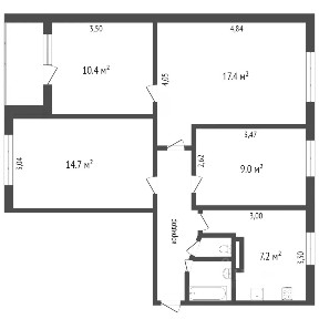 Продается 4-комн. квартира, 70,5 м²