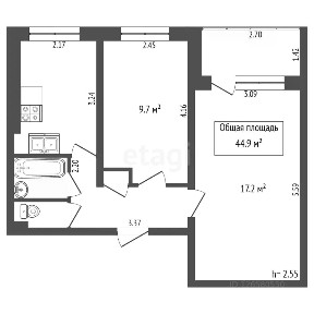 Продается 2-комн. квартира, 44,9 м²