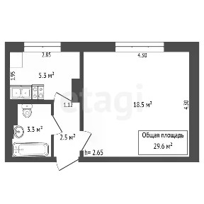 Продается 1-комн. квартира, 29,6 м²