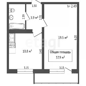 Продается 1-комн. квартира, 37,9 м²