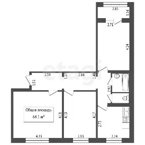 Продается 3-комн. квартира, 64,1 м²