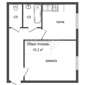Продается 1-комн. квартира, 41,2 м²