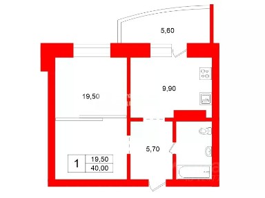 Сдается 1-комн. квартира, 40 м²