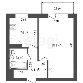 Продается 1-комн. квартира, 34,2 м²