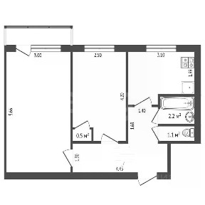 Продается 2-комн. квартира, 54,6 м²