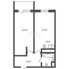 Продается 2-комн. квартира, 53,6 м²