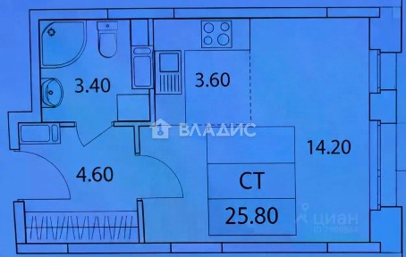 Продается студия, 25,5 м²