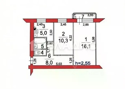 Продается 2-комн. квартира, 42,7 м²