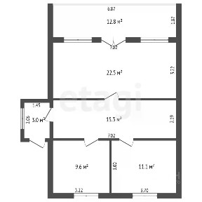 Продается 1-этажный дом, 74,3 м²
