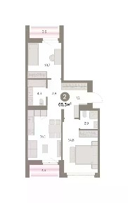 Продается 2-комн. квартира, 64,95 м²