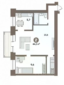 Продается 2-комн. квартира, 44,2 м²