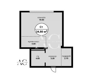 Продается студия, 34,8 м²