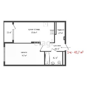 Продается 1-комн. квартира, 43,7 м²