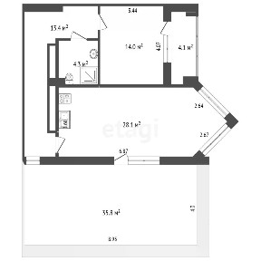 Продается 2-комн. квартира, 59,8 м²