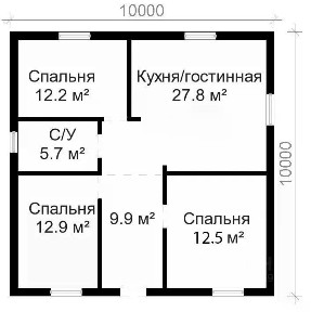 Продается 1-этажный дом, 90 м²