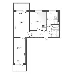 Продается 3-комн. квартира, 62 м²