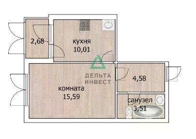 Продается 1-комн. квартира, 35,36 м²