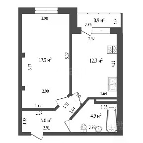 Продается 1-комн. квартира, 39,5 м²