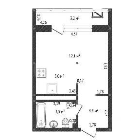 Продается студия, 24,4 м²
