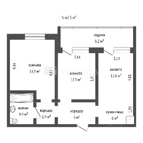 Продается 3-комн. квартира, 62,5 м²