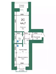 Продается 2-комн. квартира, 44,7 м²