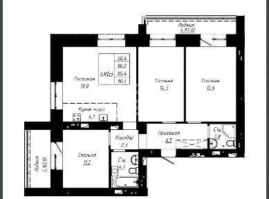 Продается 4-комн. квартира, 90,4 м²