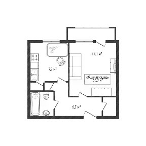 Продается 1-комн. квартира, 33,9 м²