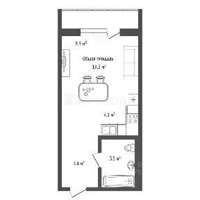 Продается студия, 19,3 м²