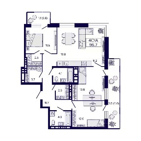 Продается 4-комн. квартира, 96,7 м²