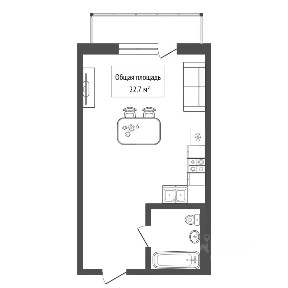 Продается студия, 22,7 м²