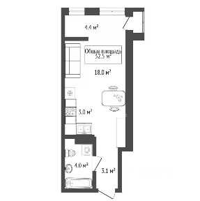 Продается студия, 27,8 м²