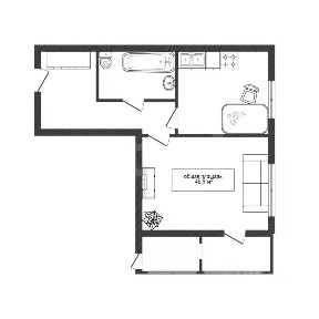Продается 1-комн. квартира, 46,9 м²