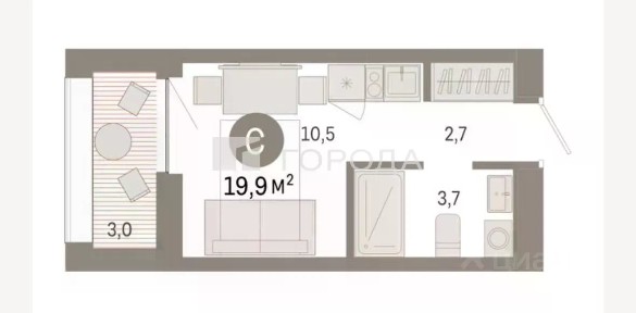 Продается студия, 19,9 м²